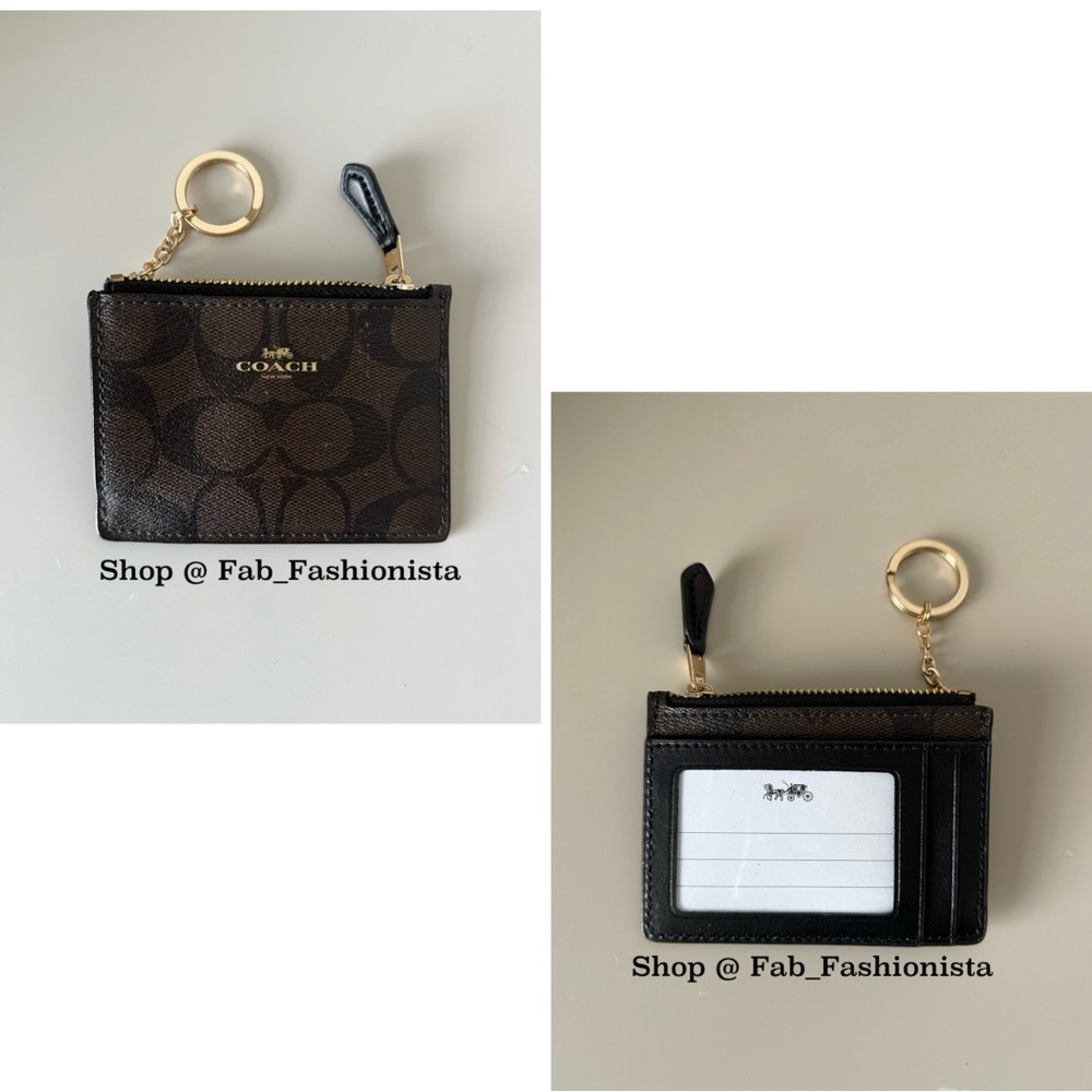 Coach Card Holder Gold Chain Wallet